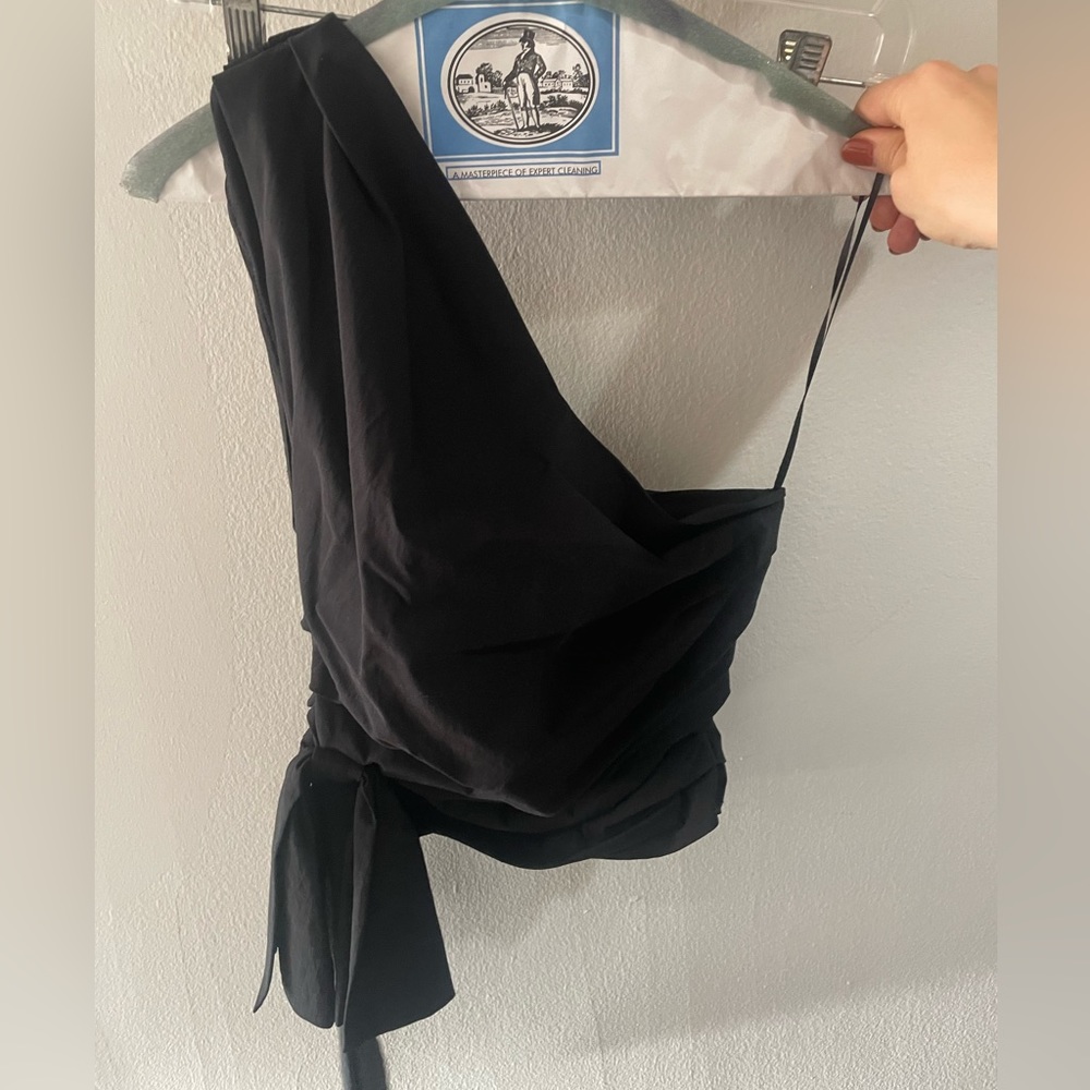 Zara black one shoulder dress with side detail